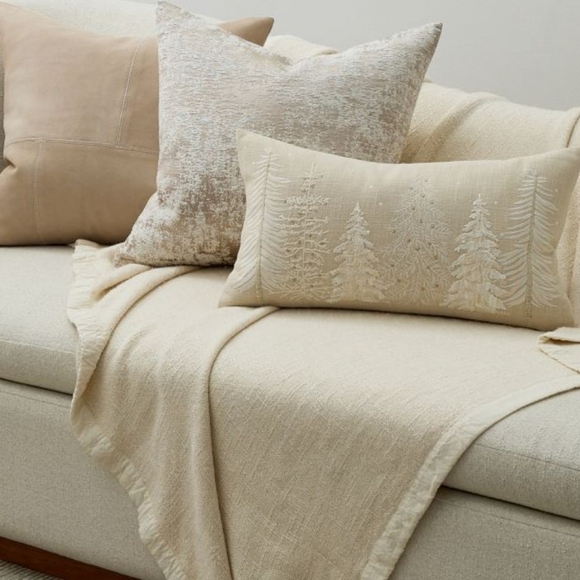 ❤️BUY 2 GET 1 FREE  Viscose Linen Throw, Alabaster, Retail $129 - Picture 4 of 9